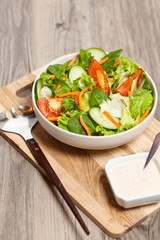 Fresh salad with tomatoes and cucumbers