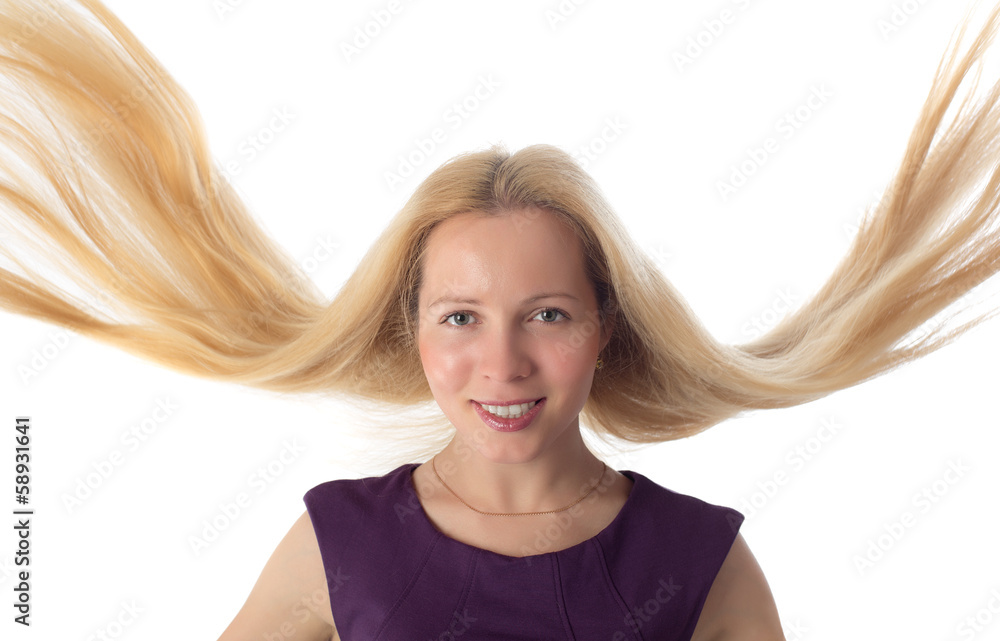 Wall mural girl with long blond hair