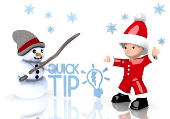 quick tip sign presented by snowman and Santa claus