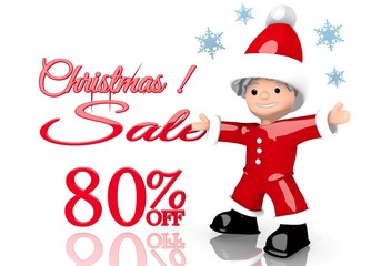  80 percent off symbol presented by mini santa claus
