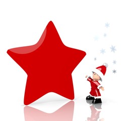 mini santa claus with giant star label