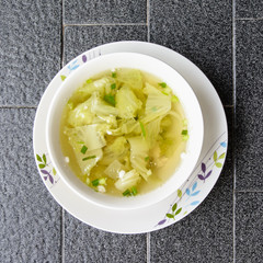 lettuce and meat soup