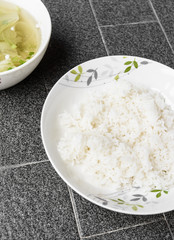 white rice in dish
