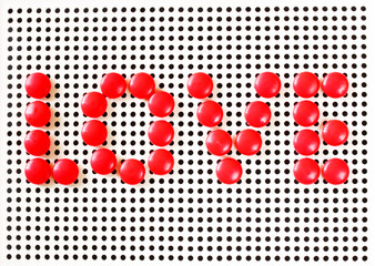 the word LOVE spelled in red