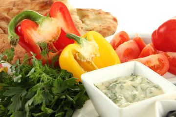 Traditional Turkish breakfast close up