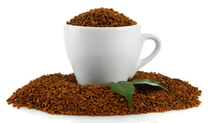 Cup of instant coffee isolated on white