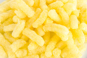 Air corn sticks close-up background