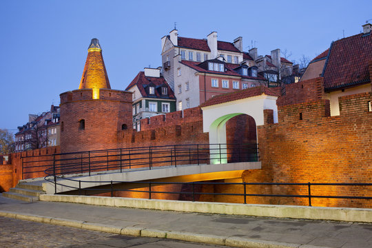Old Town of Warsaw Fortification in the Evening