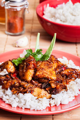 Sweet and sour pork and rice