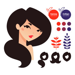 Natural hair dyes henna and indigo icons