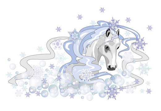 Christmas white horse