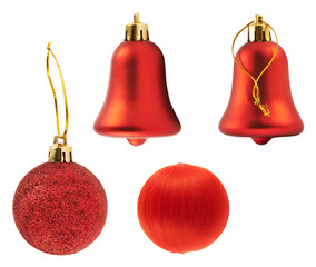 Four red decoration figures isolated