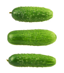 Green fresh cucumbers isolated