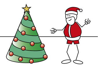 Stick figure Santa Claus tree