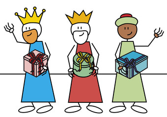 stick figure three wise men gifts