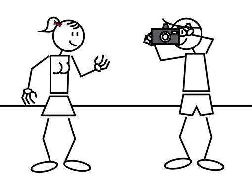 stick figure taking a picture