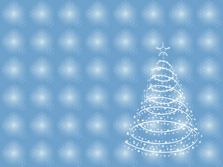 blue snowflakes background with Christmas tree