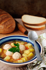 Vegetable Soup with Chicken Meatballs