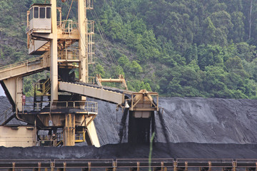 huge excavator of coal in a mine