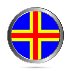 Obraz premium Aland Island flag button.