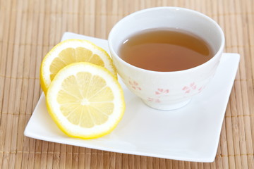 Cup of tea with lemon slice