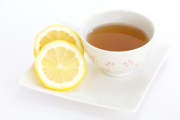 Cup of tea with lemon slice