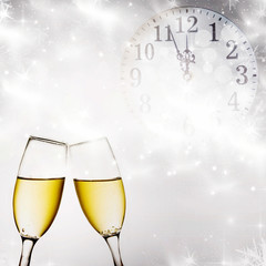New Year's at midnight with champagne glasses