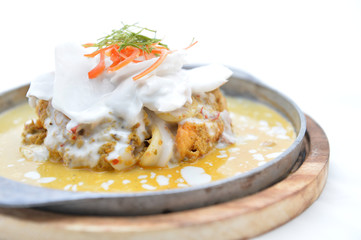 Steamed seafood and coconut with curry paste Thai Food