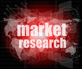 Pixeled word Market research on digital screen 3d