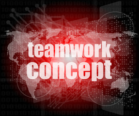 teamwork concept - business growth on touch screen