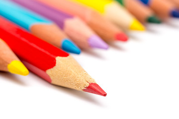 Red Coloring Pencil Different From The Crowd Stepping Up