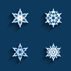 Set of snowflake icons in flat style