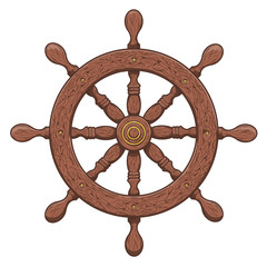 Detailed brown outlines nautical rudder © Sky Masterson