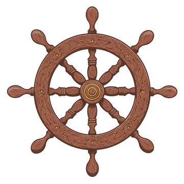 Detailed brown outlines nautical rudder