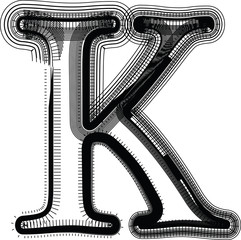 Naklejka premium Font illustration LETTER K