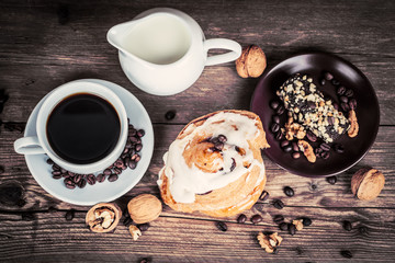 cup of coffee and sweets