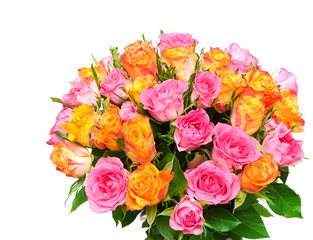beautiful bouquet of roses on a white background