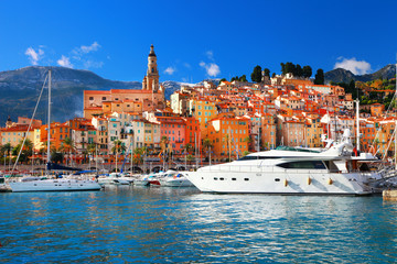 Menton - colorful port , south of France