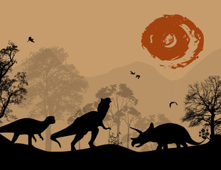 Dinosaurs silhouettes