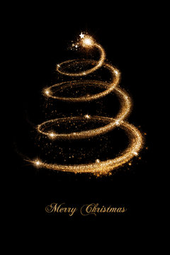 Christmas Greeting Card in Gold and black
