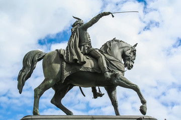 Obraz premium Ban Jelacic statue in Zagreb, Croatia