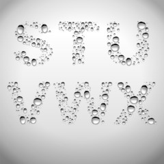 Realistic Water Drops Font from S to X