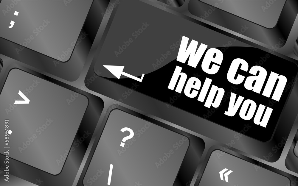 Poster we can help you word on computer keyboard key