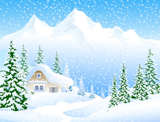 Obraz na płótnie Canvas Winter Landscape - Vector