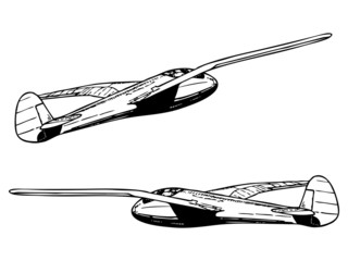 Glider sailplane in flight. Vintage style vector illustration.