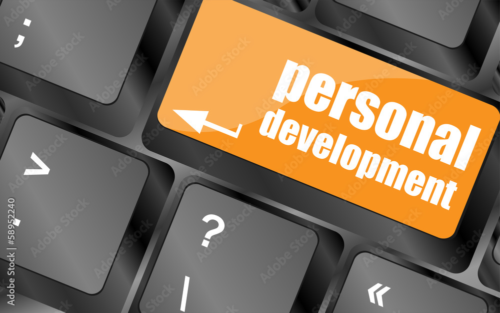 Poster keyboard key with enter button personal development