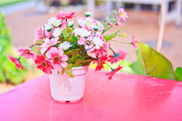 Plastic flower as the decoration