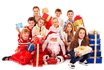 Group of children with Santa Claus.