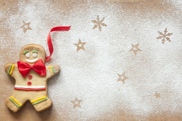 Christmas abstract food background with gingerbread man