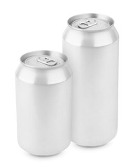 Two aluminum can isolated on white with clipping path